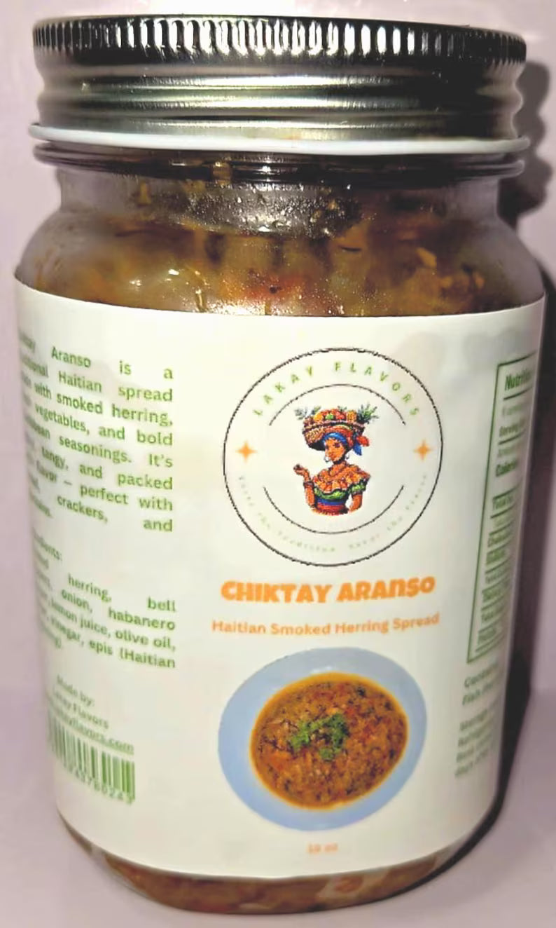 Authentic Haitian Chiktay Aranso – Smoked Herring Spread | 16 oz or 32 oz Jar | Spicy & Flavorful