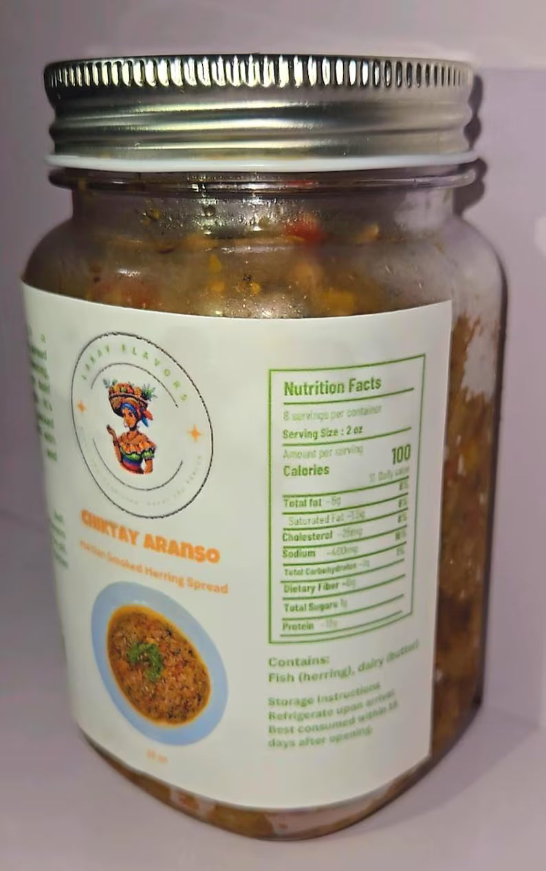 Authentic Haitian Chiktay Aranso – Smoked Herring Spread | 16 oz or 32 oz Jar | Spicy & Flavorful