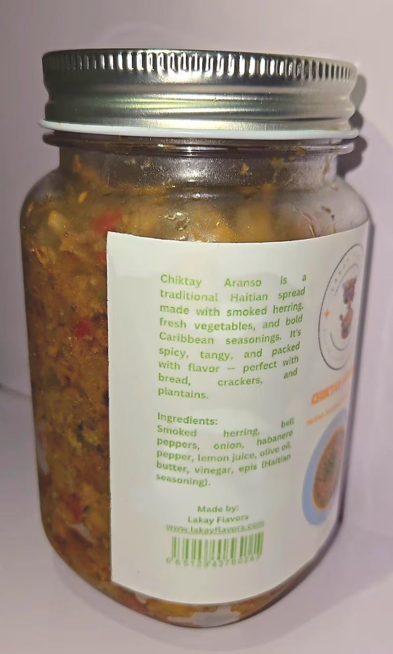 Authentic Haitian Chiktay Aranso – Smoked Herring Spread | 16 oz or 32 oz Jar | Spicy & Flavorful