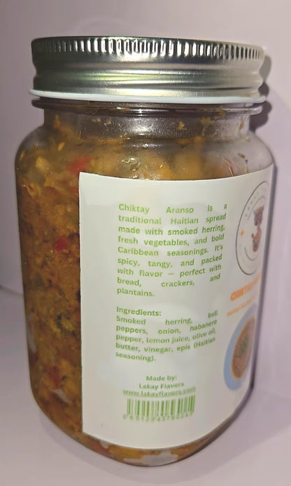 Authentic Haitian Chiktay Aranso – Smoked Herring Spread | 16 oz or 32 oz Jar | Spicy & Flavorful